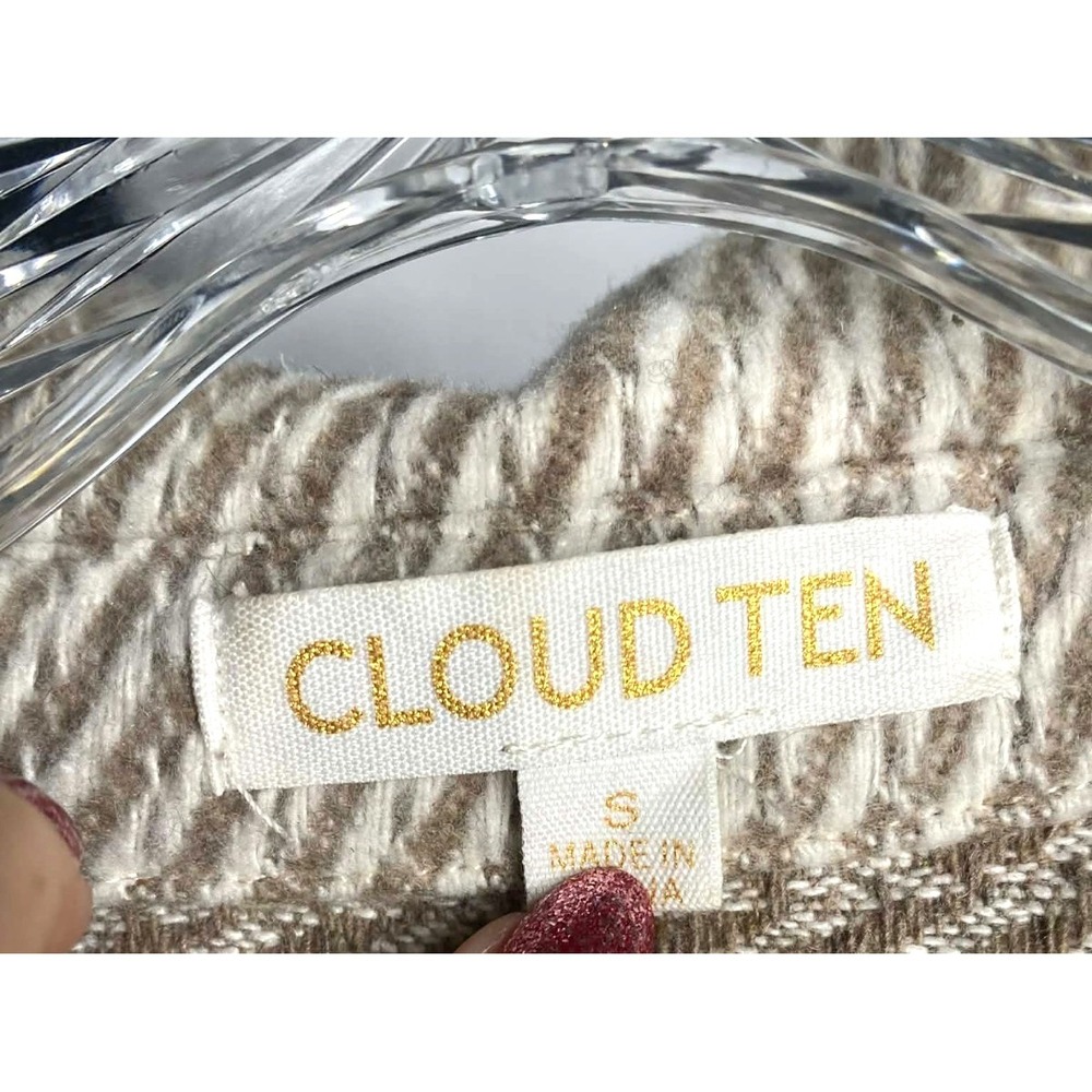 Cloud 10‎ Women S Southwest thick Blanket Jacket Shacket tan white fringe casual - Picture 3 of 6